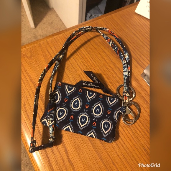 Vera Bradley Blue Spade ♠️ Lanyard & ID Holder - Picture 4 of 4